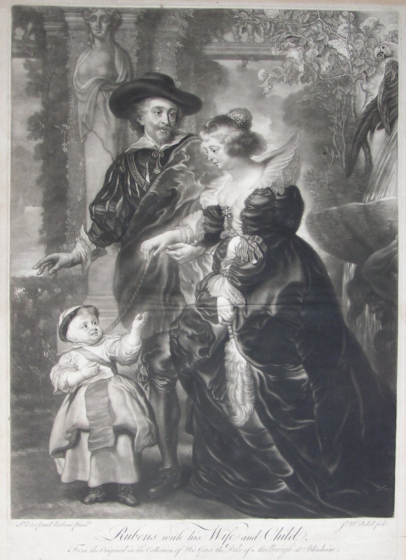 Mezzotint - Rubens with his Wife and Child. From the Original in the Collection of His Grace the Duke of Marlborough at Blenheim. - McArdell