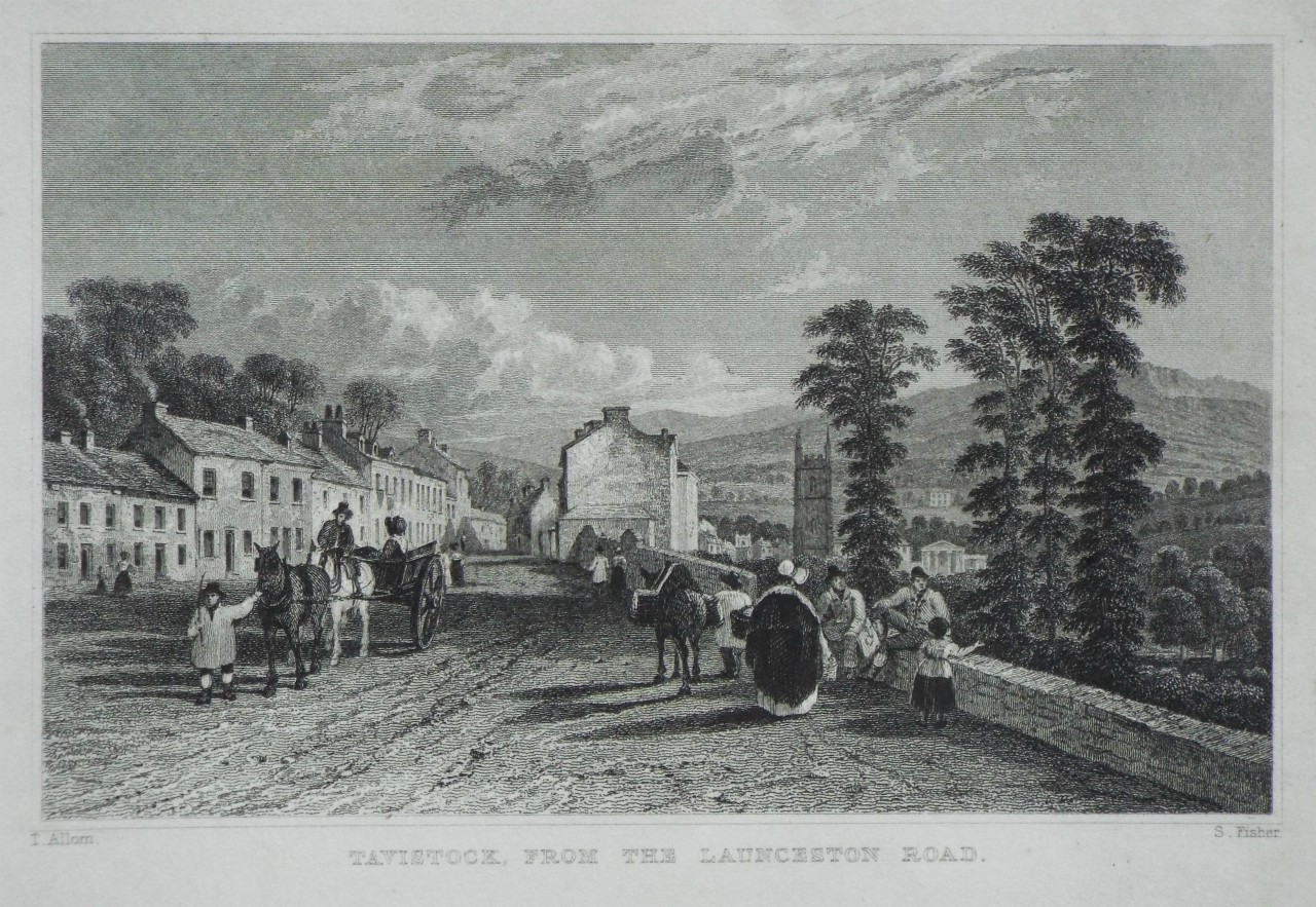 Print - Tavistock, from the Launceston Road. - Fisher