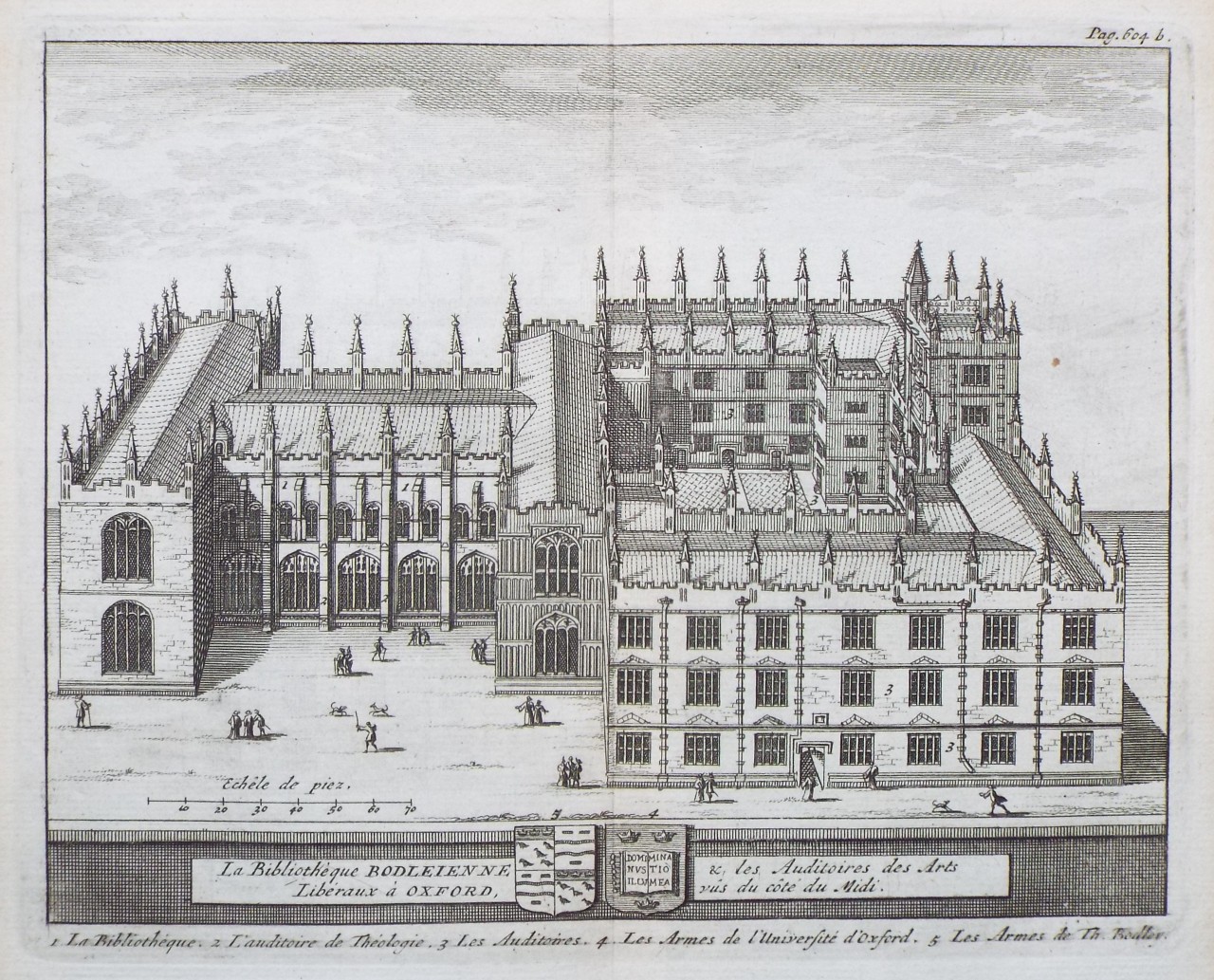 Print - La Bibliotheque Bodleienne & les Auditoires des Arts Liberaux a Oxford, vus du cote du Midi.