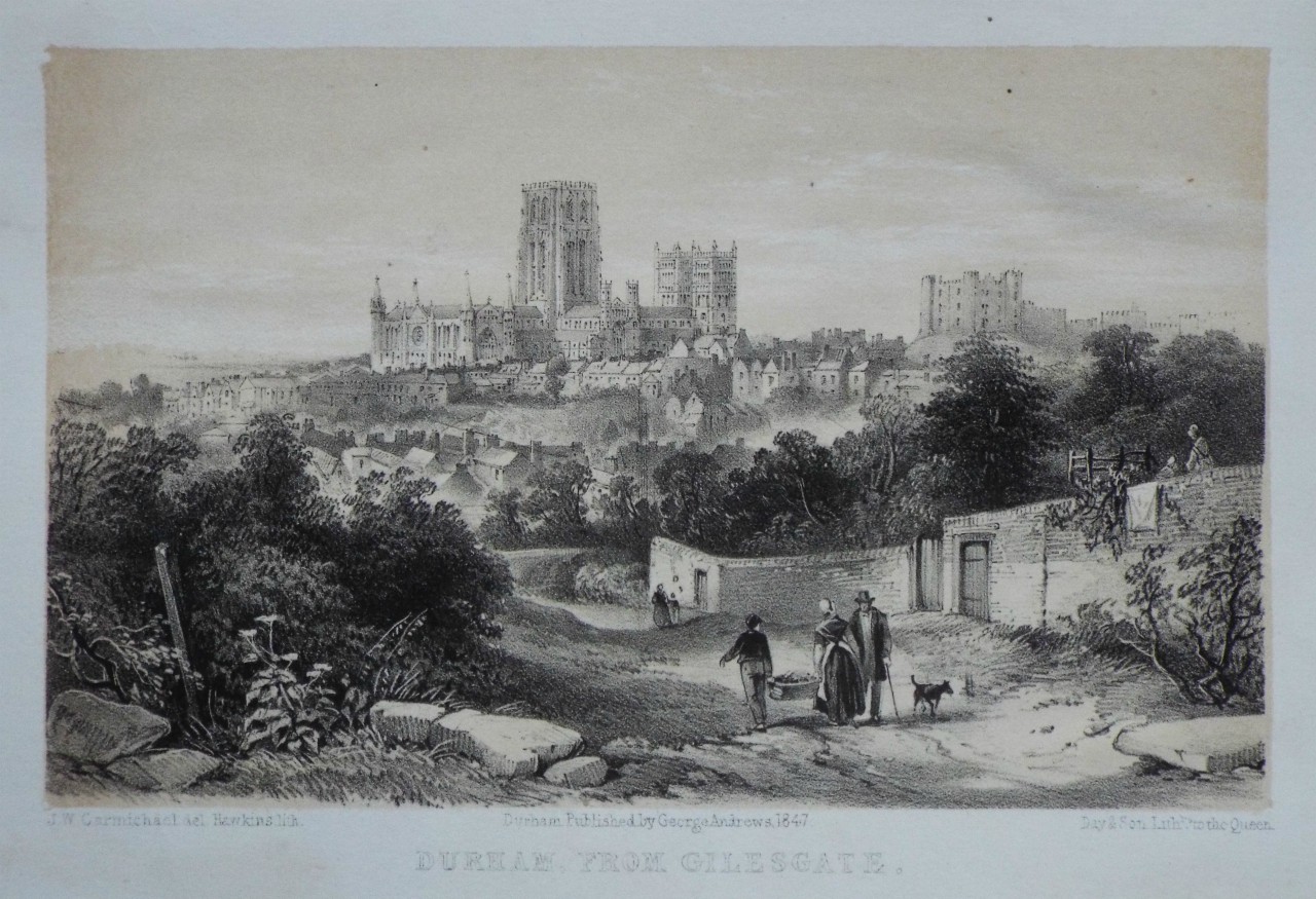 Lithograph - Durham from Gilesgate. - 