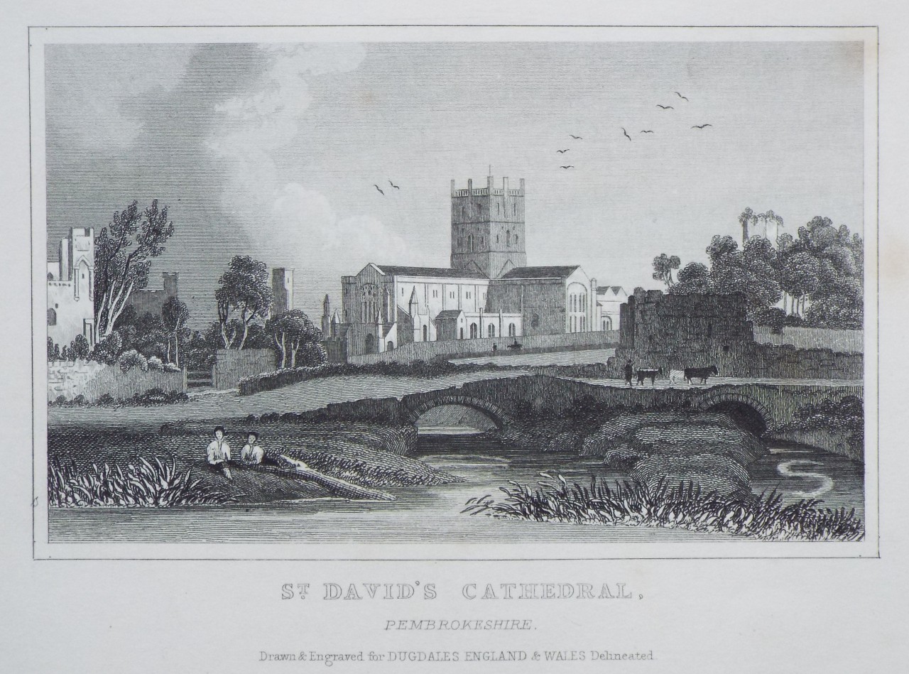 Print - St. David's Cathedral, Pembrokeshire.