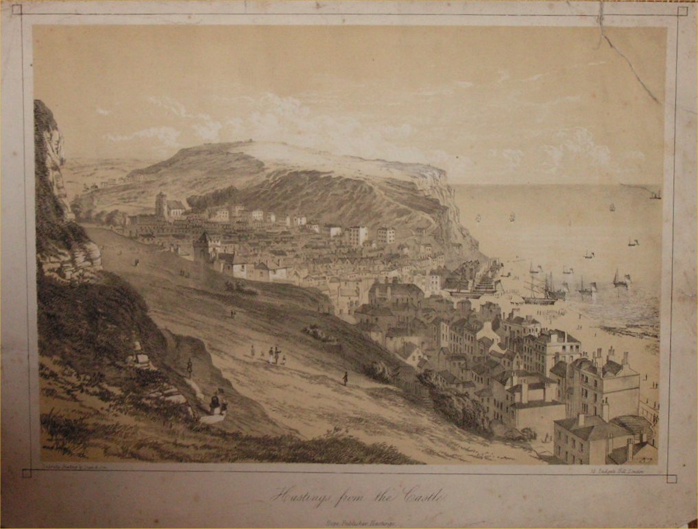 Lithograph - Hastings from the Castle
