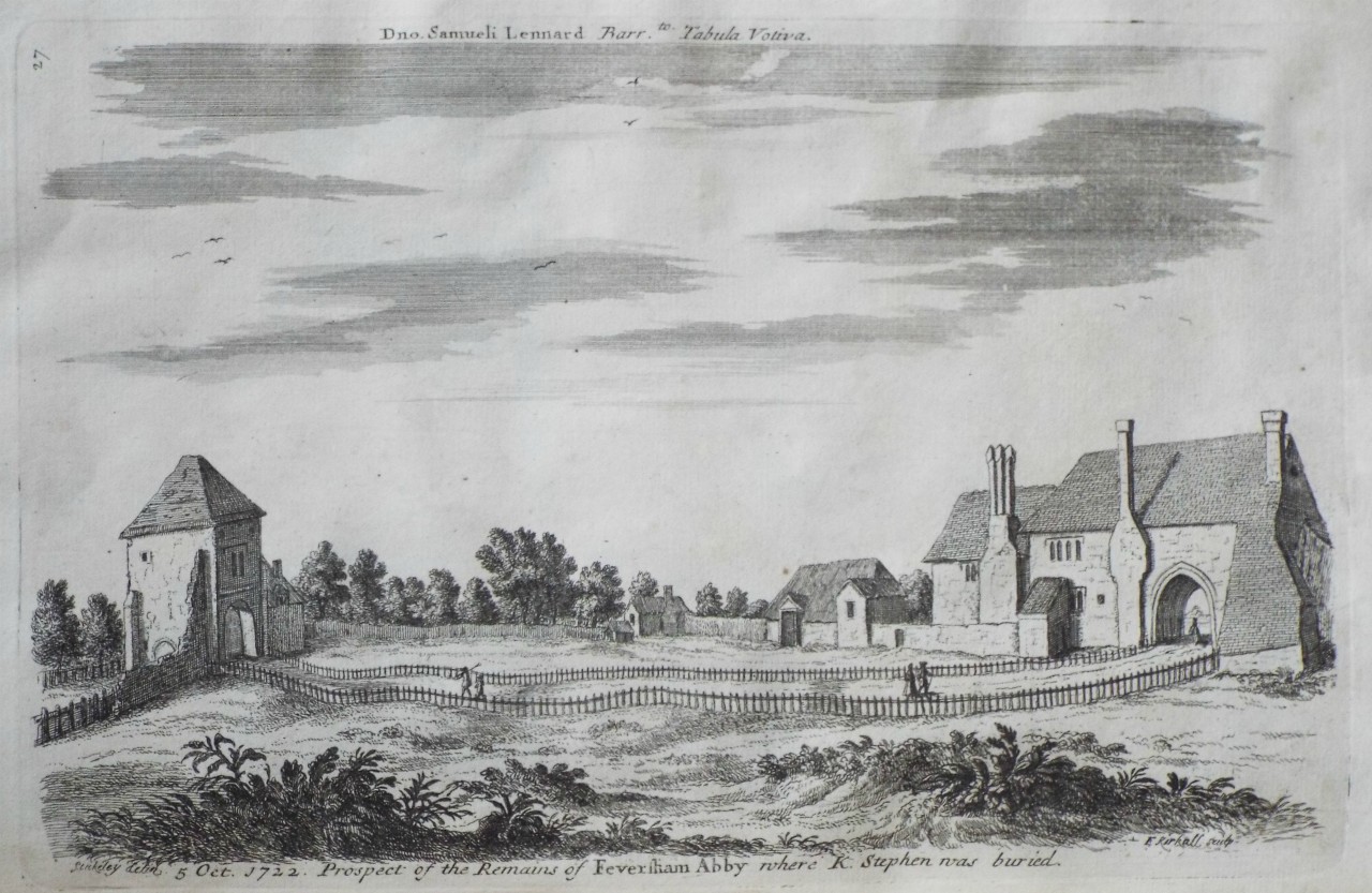 Print - 5 Oct. 1722. Prospect of the Remains of Feversham Abbey where K. Stephen was buried. - Kirkall