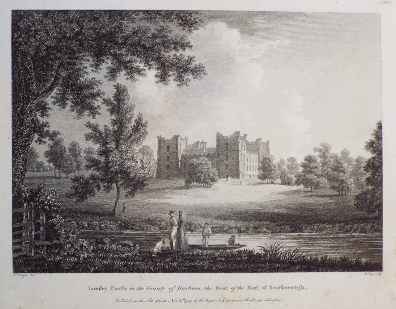 Print - Lumley Castle in the County of Durham, the Seat of the Earl of Scarborough. - Angus