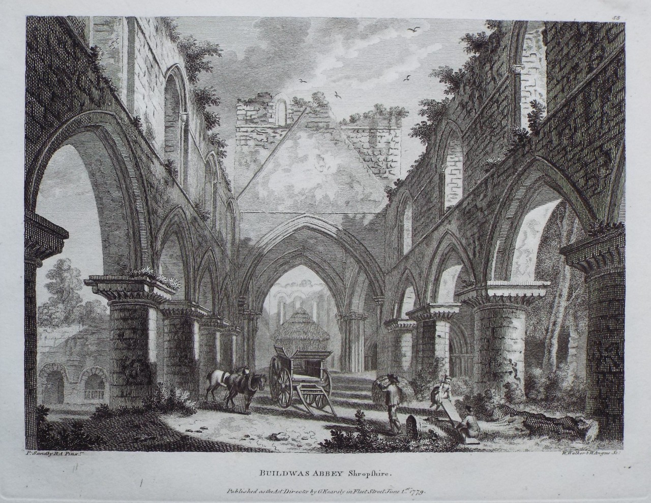Print - Buildwas Abbey Shropshire. - Walker
