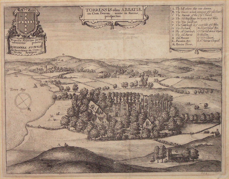 Print - Torrensis olim Abbatine in Com Devon: nunc in Ruines Prospectus - Hollar