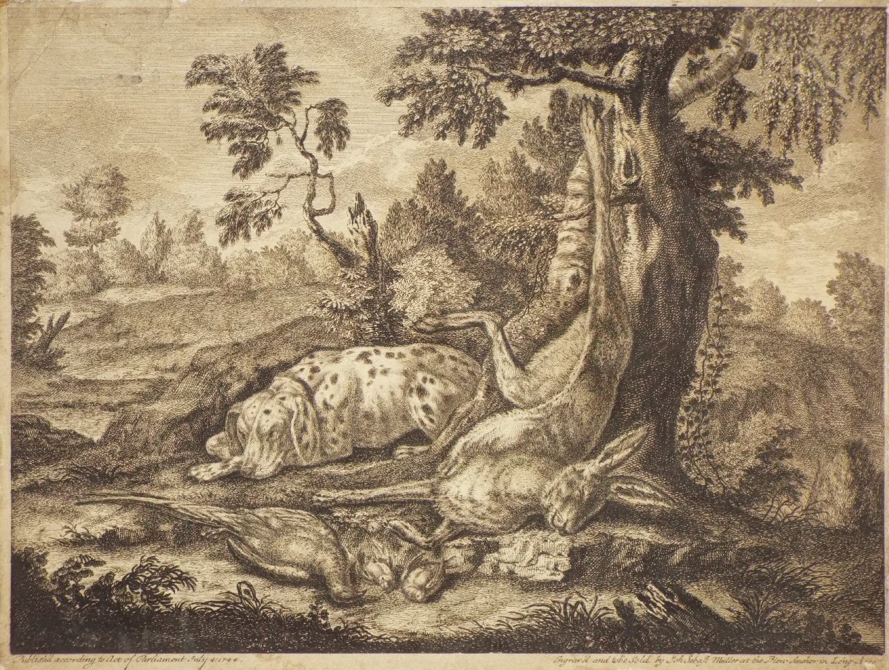 Print - (Dog with dead game) - Muller