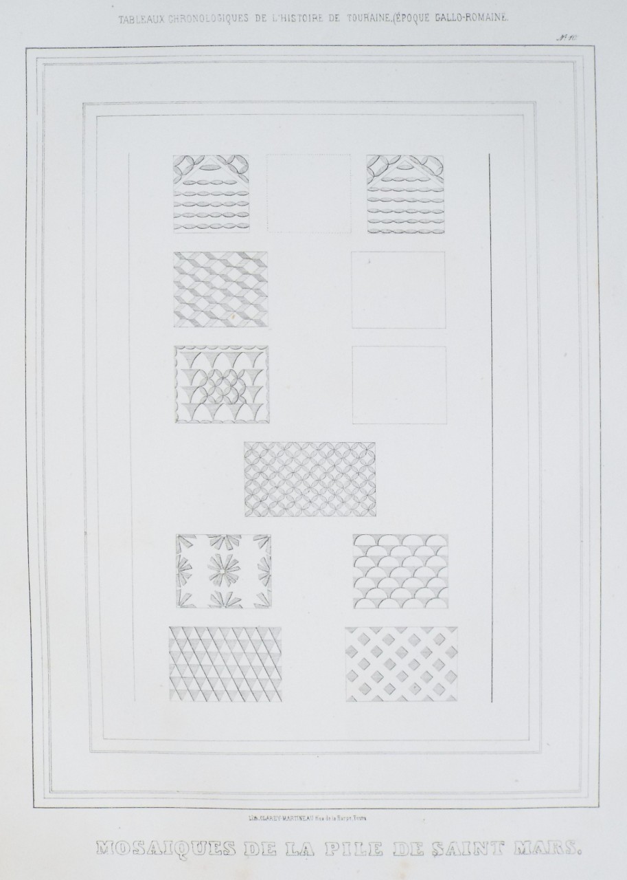 Lithograph - Mosaiques de la Pile de Saint Mars.