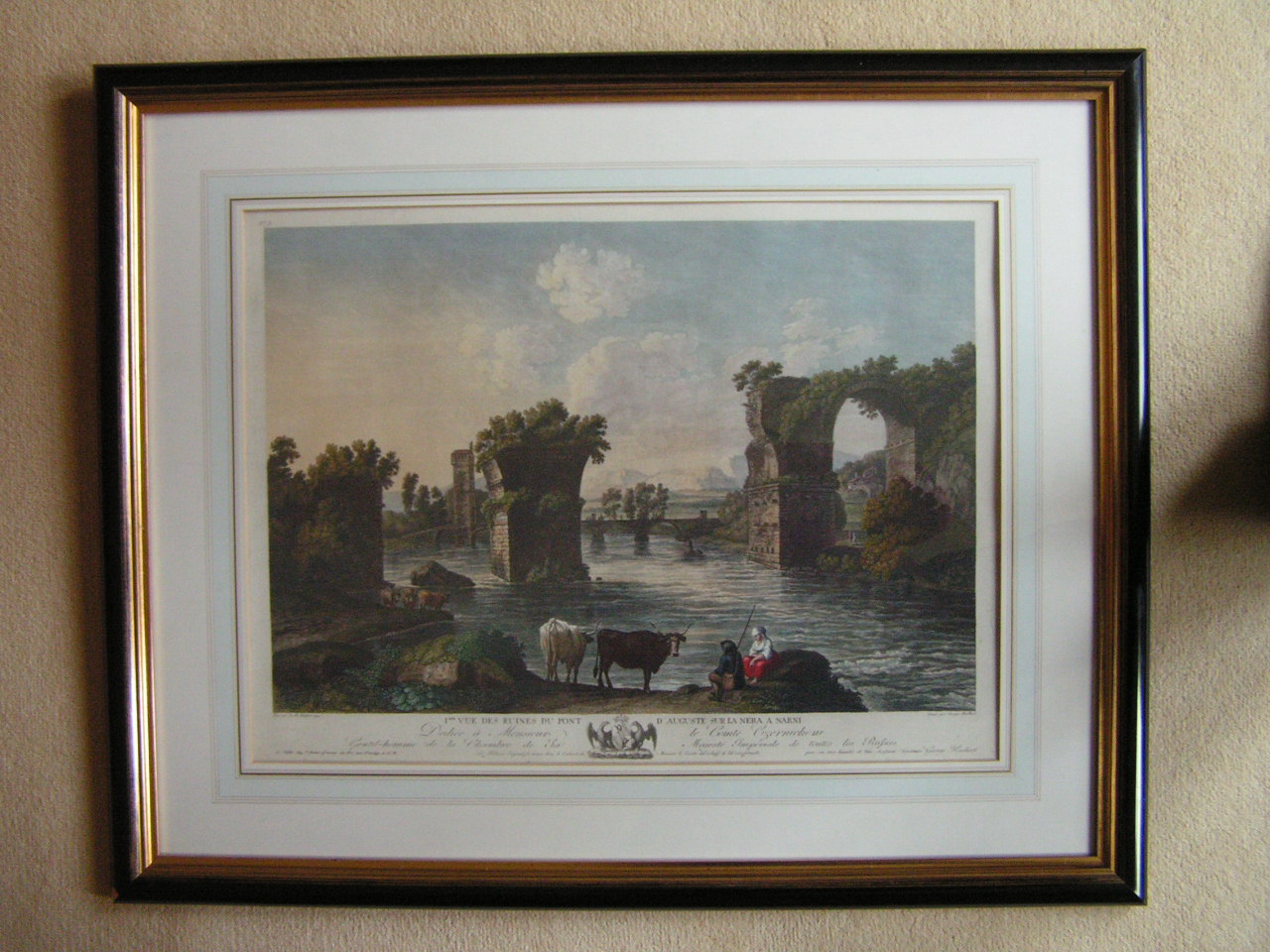 Print - 1ere Vue des Ruines du Pont d'Auguste sur la Nera a Narni - Hackert