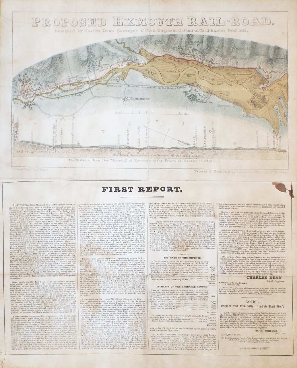 Lithograph and leterpress - Proposed Exmouth Rail-Road.