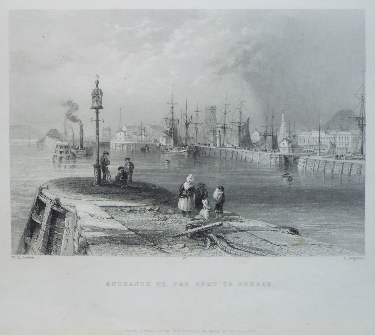 Print - Entrance to the Port of Dundee. - Benjamin