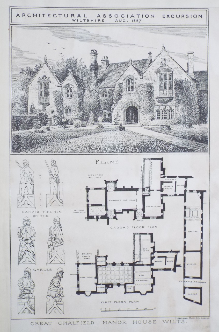 Photo-lithograph - Great Chalfield Manor House Wilts. Architectural Association Excursion Wiltshire Aug. 1887.