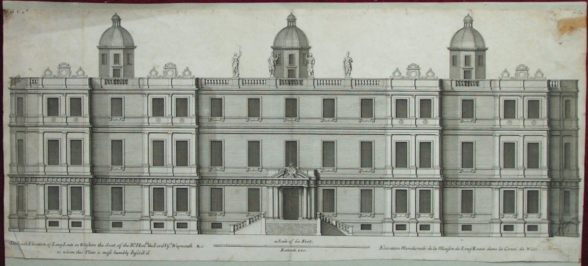 Print - The South Elevation of Long Leate in Wiltshire the Seat of the Rt Honble the Lord Vist Weymouth &c - Hulsbergh