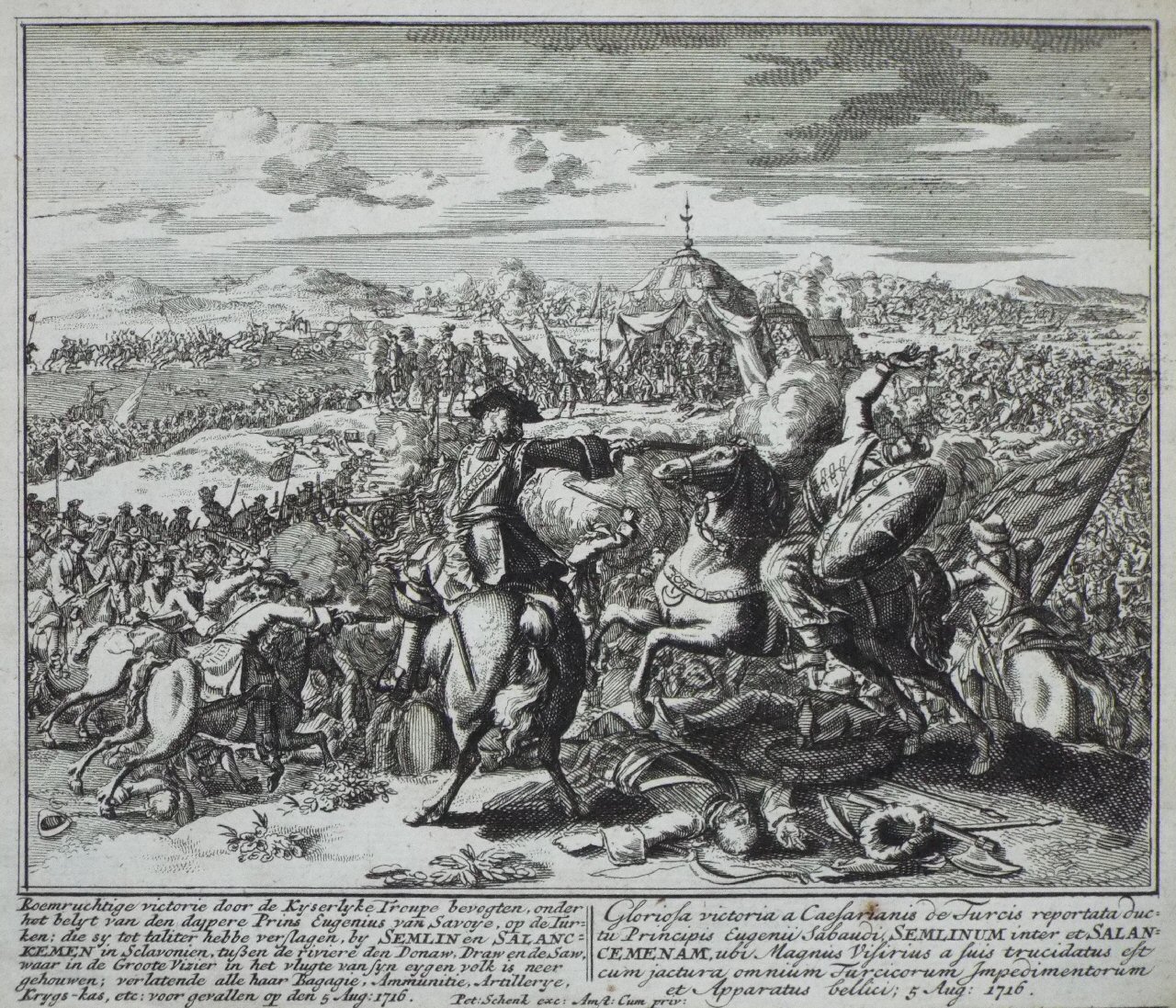 Etching - Roemruchtige victorie door de Kyserlyke Troupe bevogten,  1716