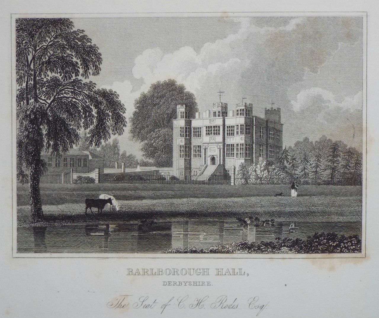 Print - Barlborough Hall, Derbyshire. The Seat of C. H. Rodes Esq. - Berrenger