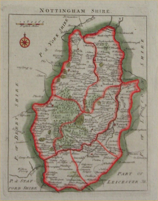 Map of Nottinghamshire - Rocque