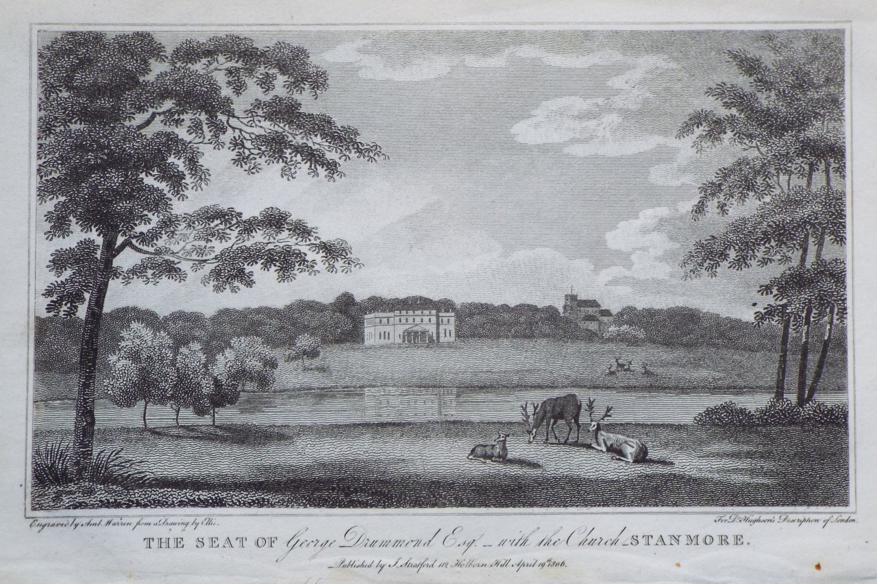 Print - The Seat of George Drummond Esq. - with the Church - Stanmore. - Warren