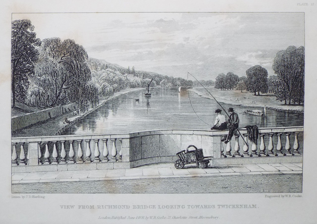 Print - View of Richmond Bridge looking towards Twickenham. - Cooke