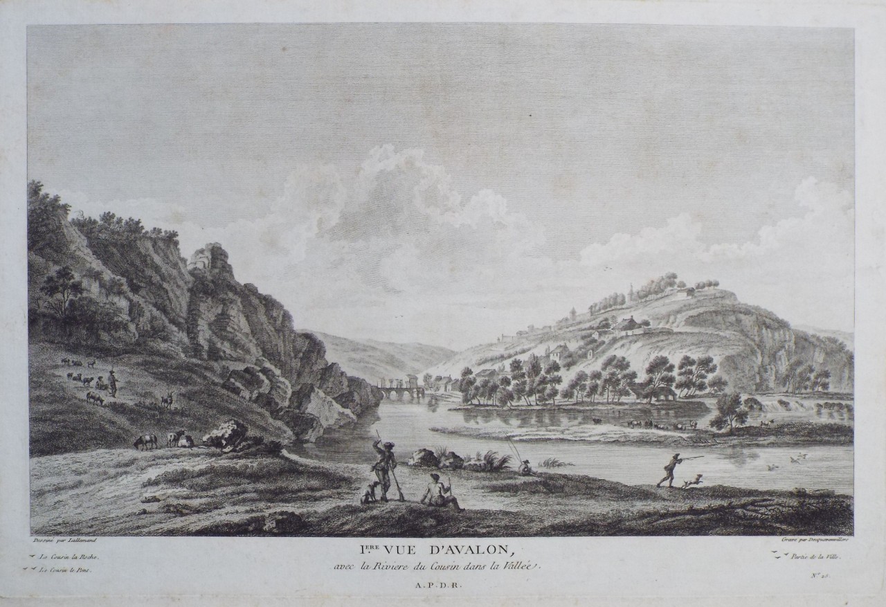 Print - Iere. Vue d'Avalon, avec la Riviere du Cousin dans la Vallee. - 