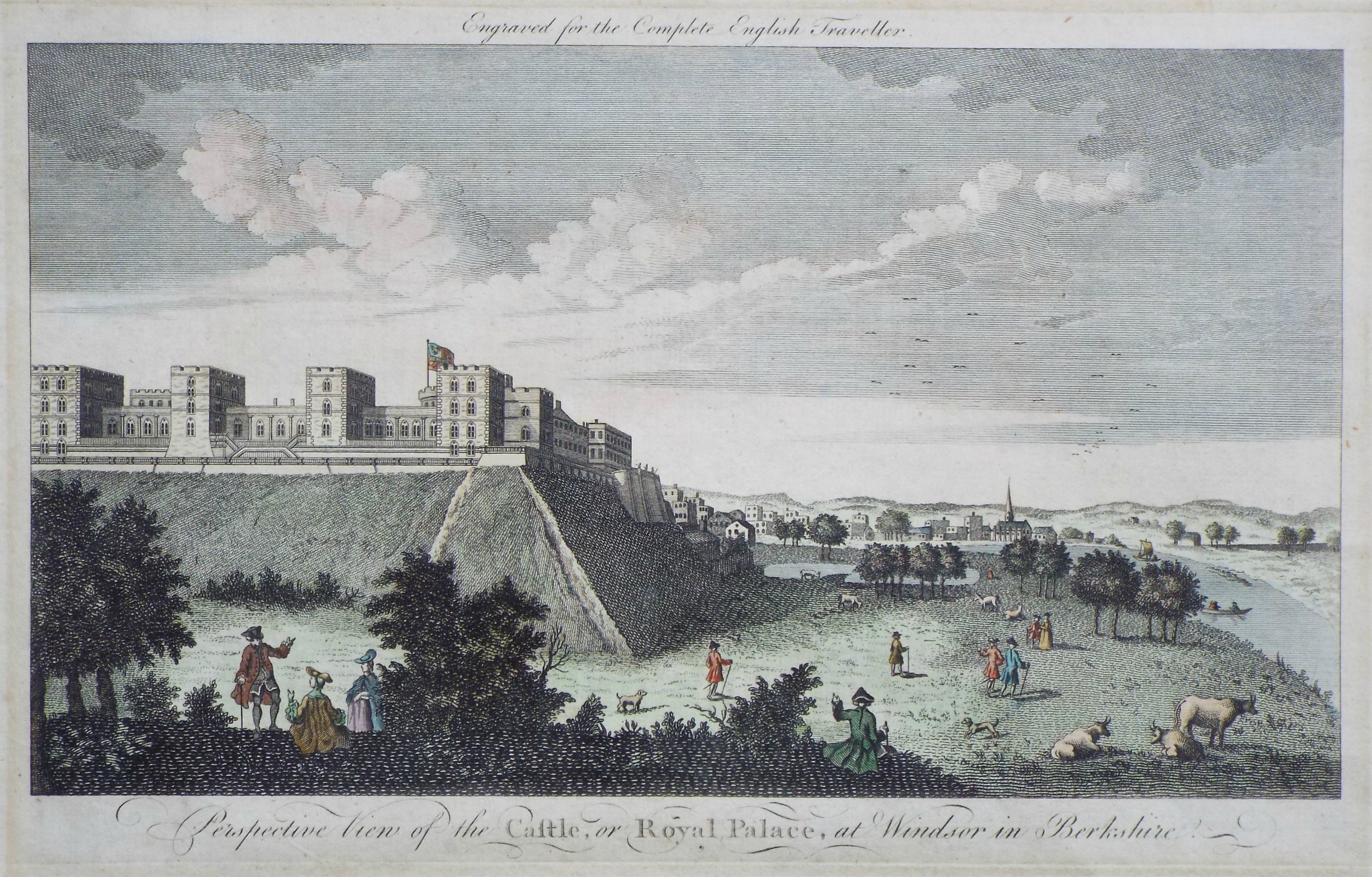Print - Perspective View of the Castle, or Royal Palace, at Windsor in Berkshire.