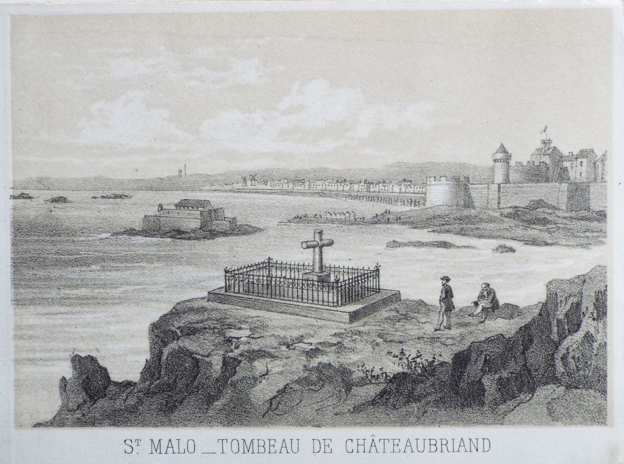 Lithograph - St. Malo - Tombeau de Chateaubriand