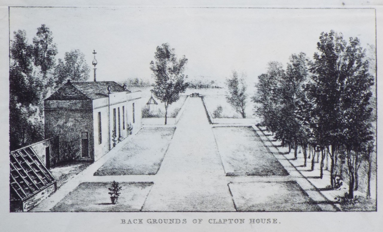 Lithograph - Back Grounds of Clapton House.