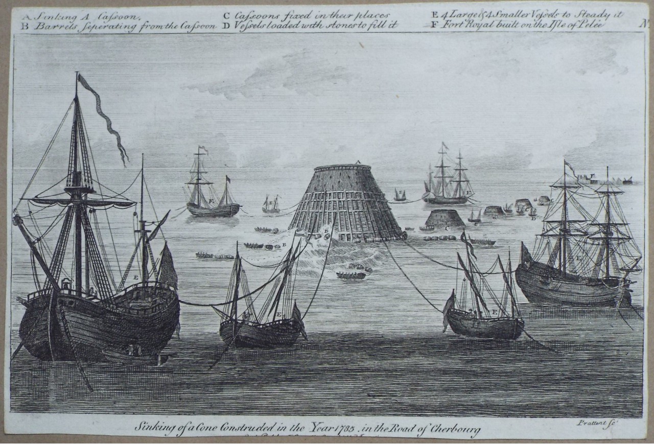 Print - Sinking of a Cone Constructed in the Year 1785, in the Road of Cherbourg - 