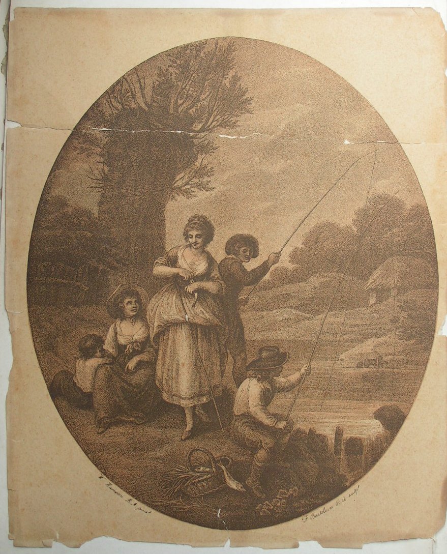 Lithograph - (Girls & Fishermen) - Bartolozzi