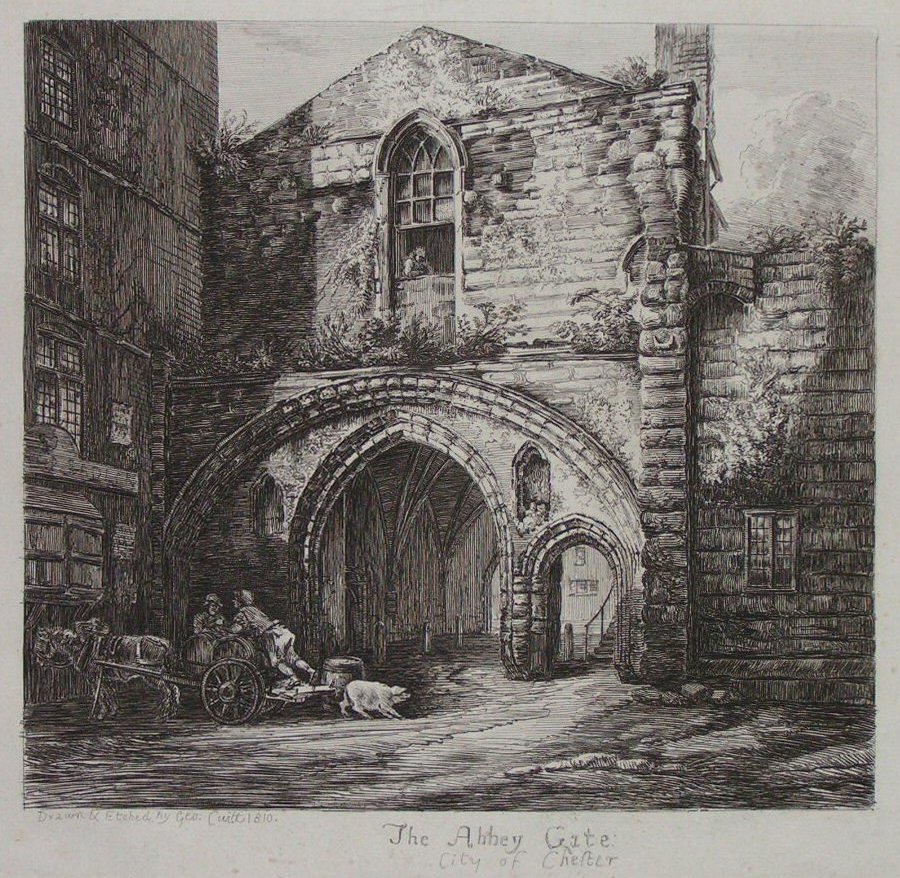 Etching - The Abbey Gate, City of Chester - Cuitt
