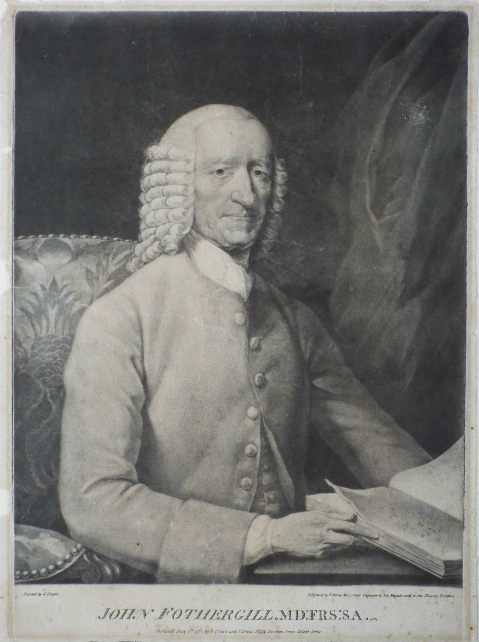 Mezzotint - John Fothergill, M.D:F.R.S:S.A. - Green