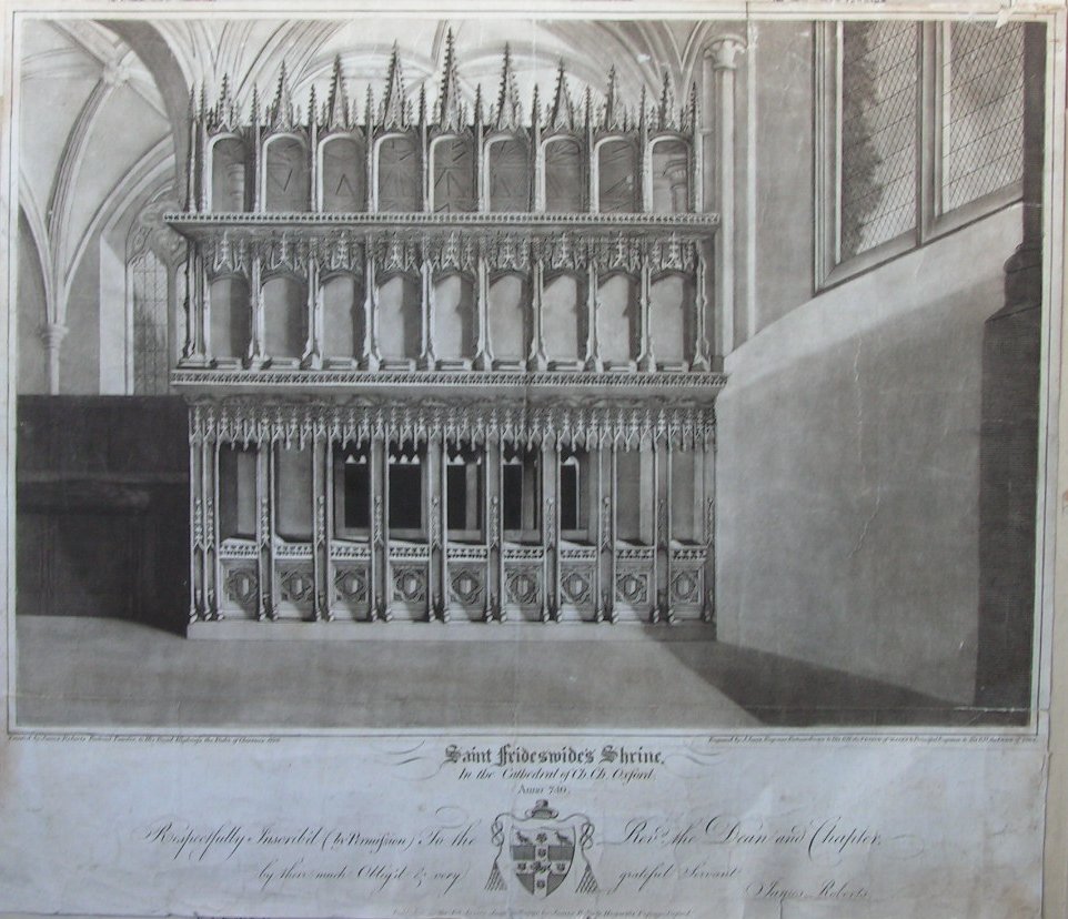 Aquatint - Saint Frideswide's Shrine in the Cathedral of Ch. Ch. Oxford - Jones