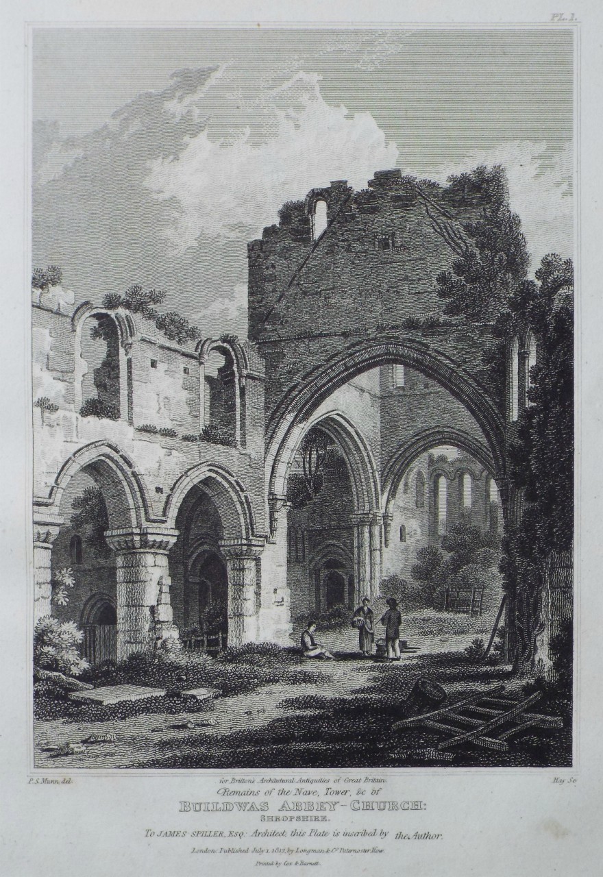 Print - Remains of the Nave, Tower, &c of Buildwas Abbey-Church: Shropshire. - 