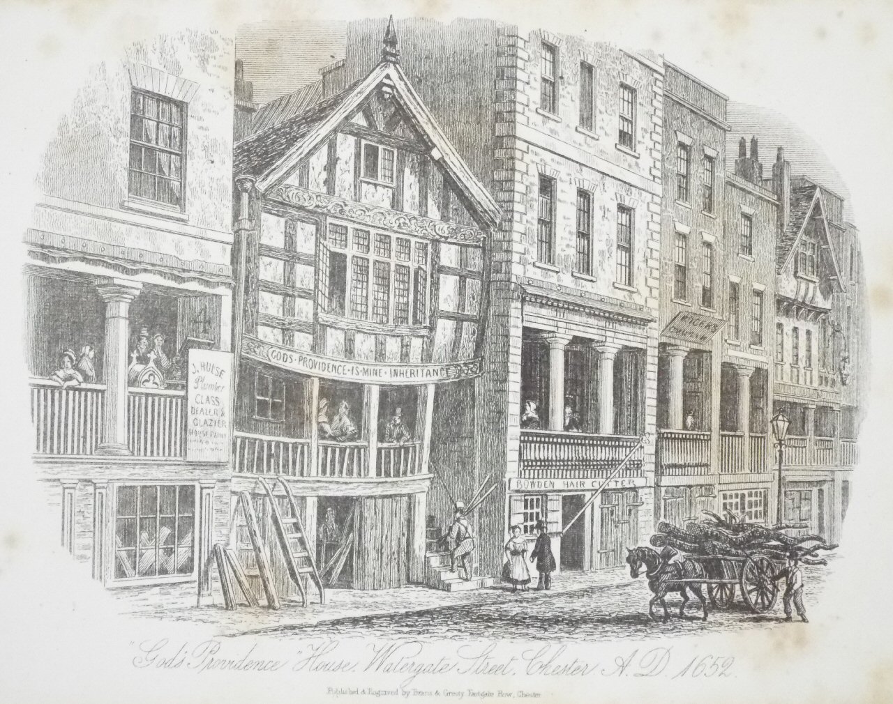 Steel Vignette - God's Providence House, Watergate Street, Chester. A.D.1652. - Evans