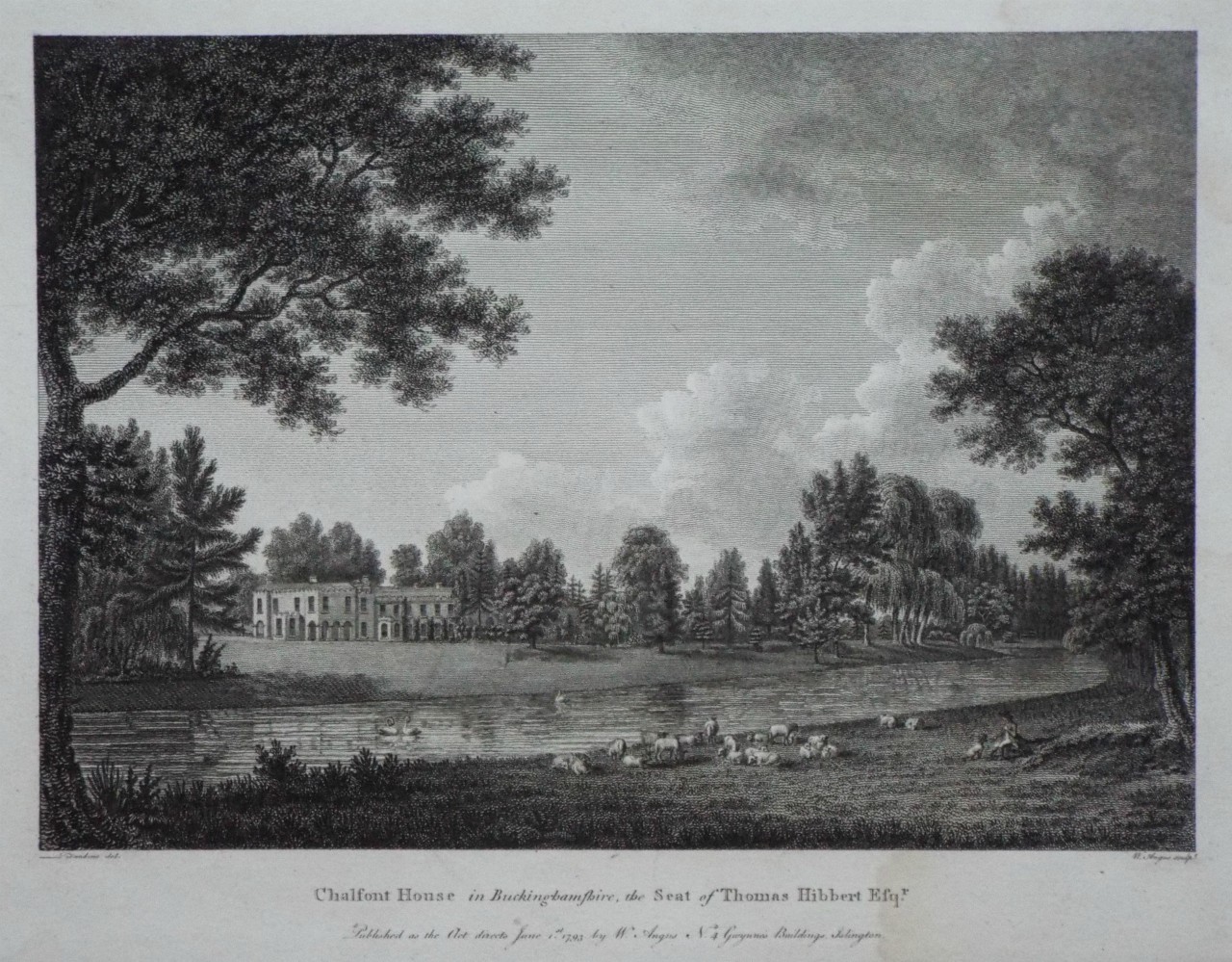 Print - Lleweny Hall in Denbighshire, the Seat of the Honble. Thomas Fitzmaurice. - Angus