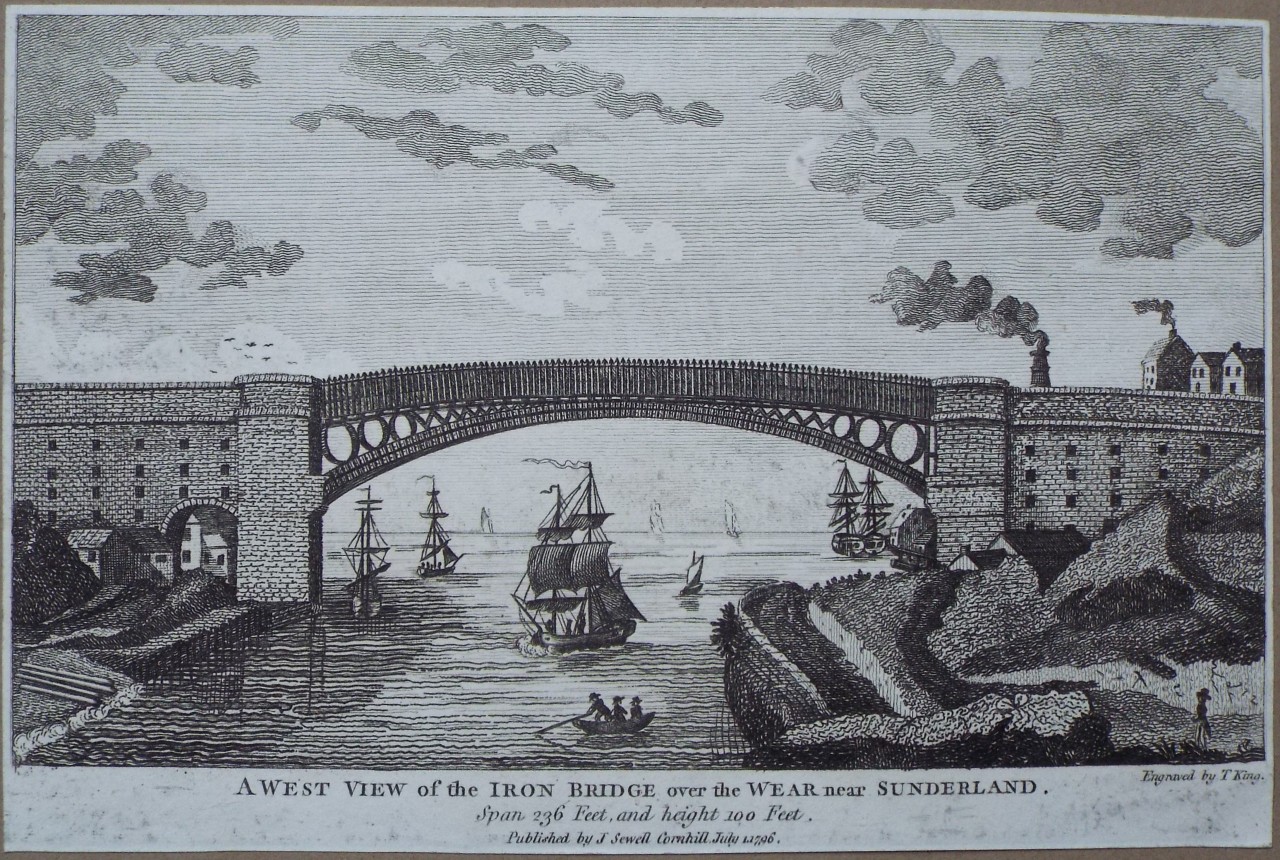 Copperri - A West View of the Iron Bridge over the Wear near Sunderland. - King