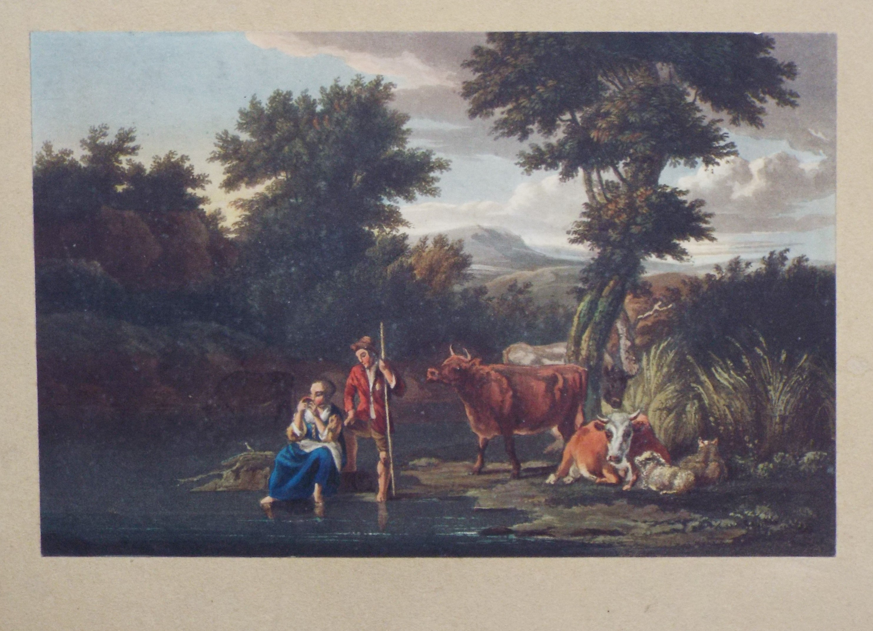 Aquatint - Peasants and Cattle