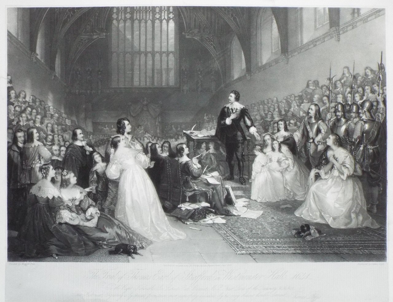 Print - The Trial of Thomas, Earl of Stafford, in Westminster Hall, 1641. - Scott