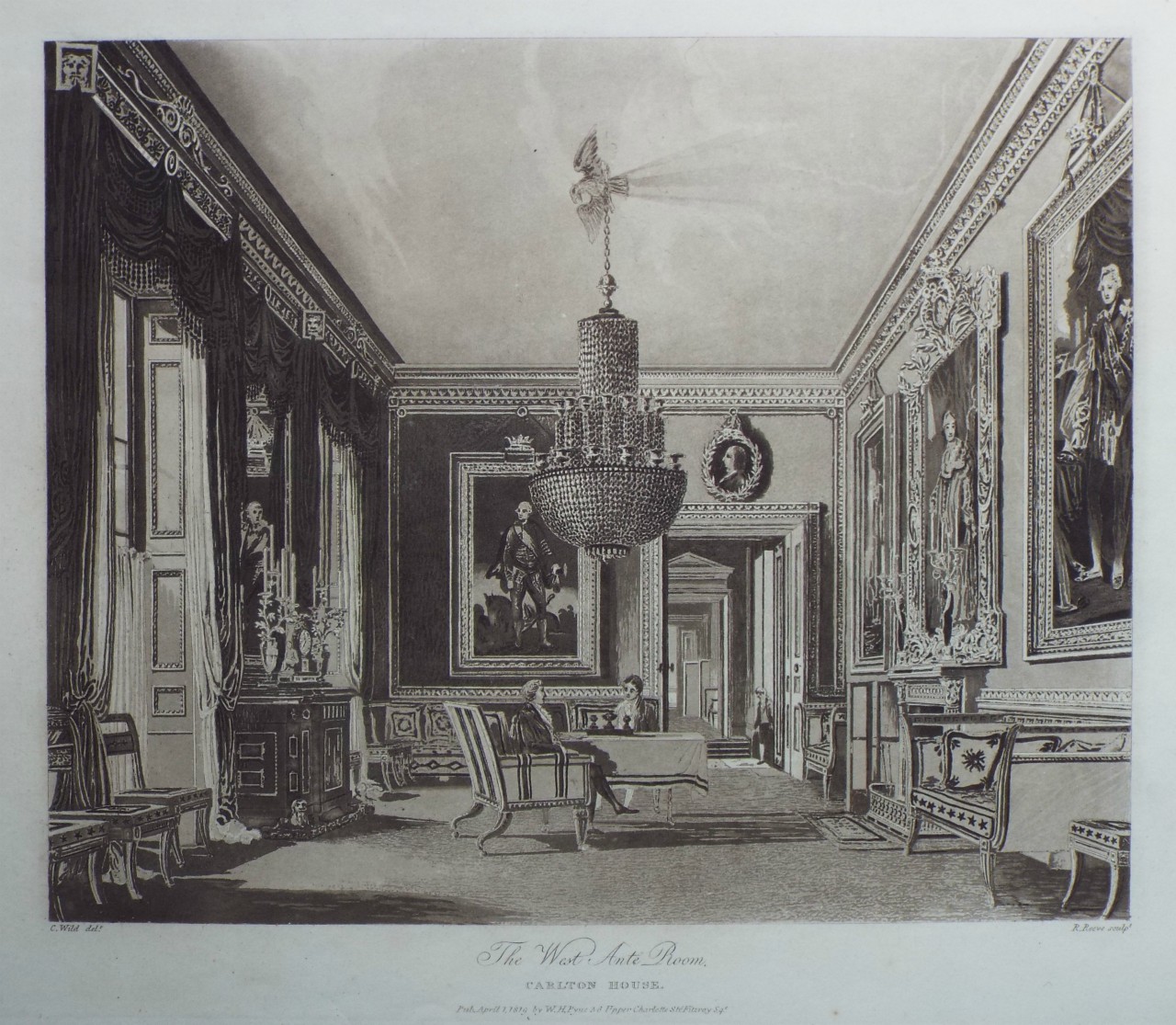 Aquatint - The West Ante Room, Carlton House. - Reeve