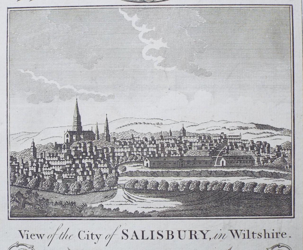Print - View of the City of Salisbury, in Wiltshire.