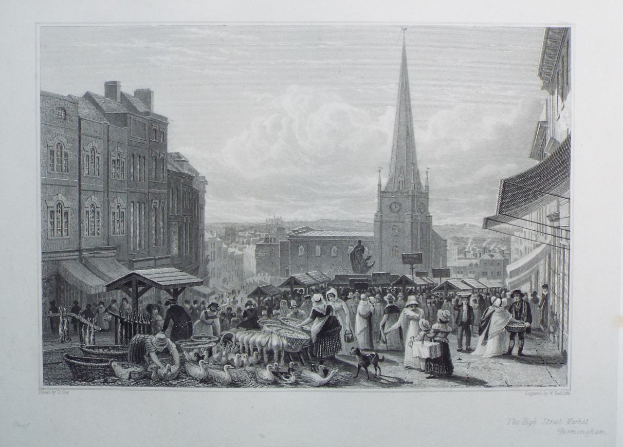 Print - The High Street Market Birmingham. - Radclyffe