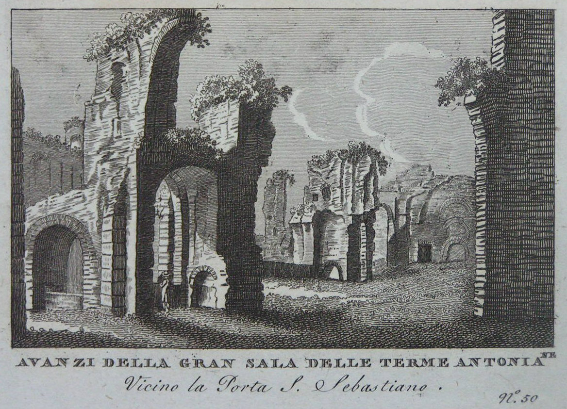 Print - Avanzi della Gran Sala delle Terme Antonia Vicino la Porta S. Sebastiano.