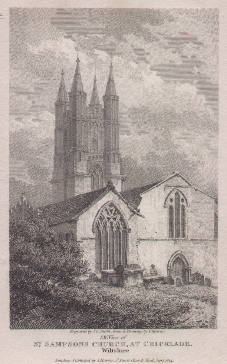 Print - S.W. View of St.Sampson's Church, at Cricklade. Wiltshire - Smith