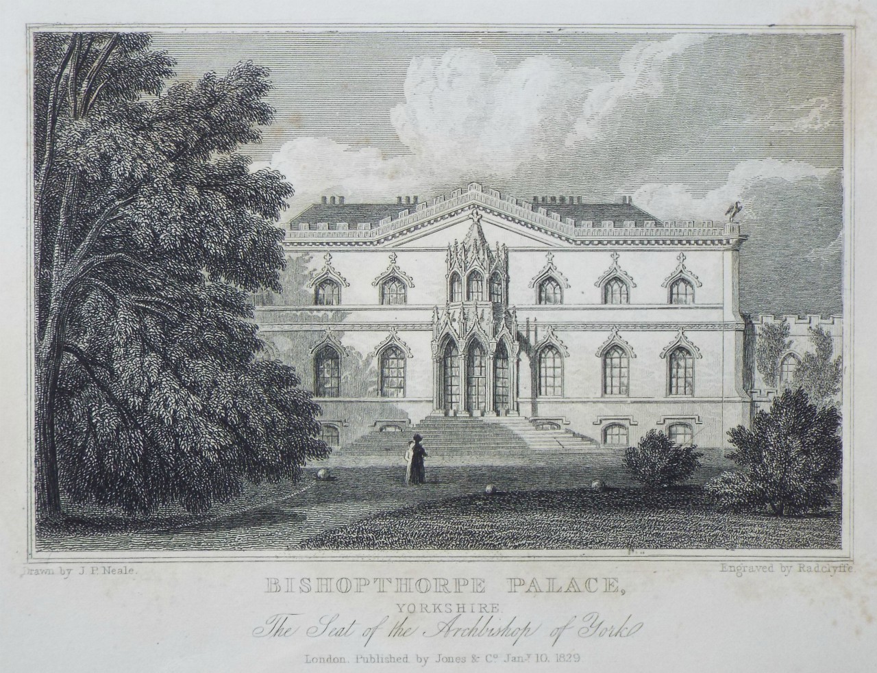 Print - Bishopthorpe Palace, Yorkshire. The Seat of the Archbishop of York. - 
