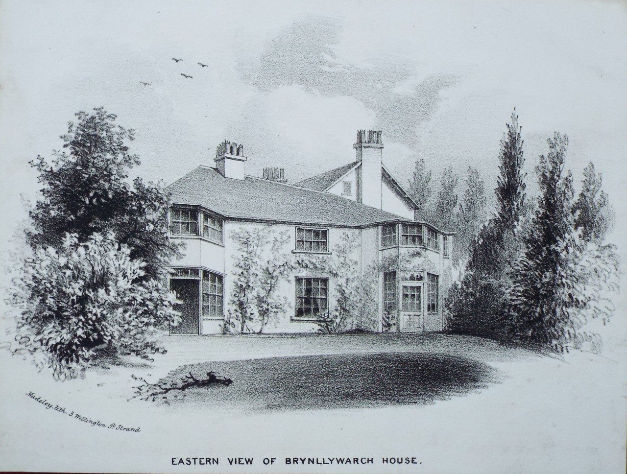 Lithograph - Eastern View of Brynllywarch House.