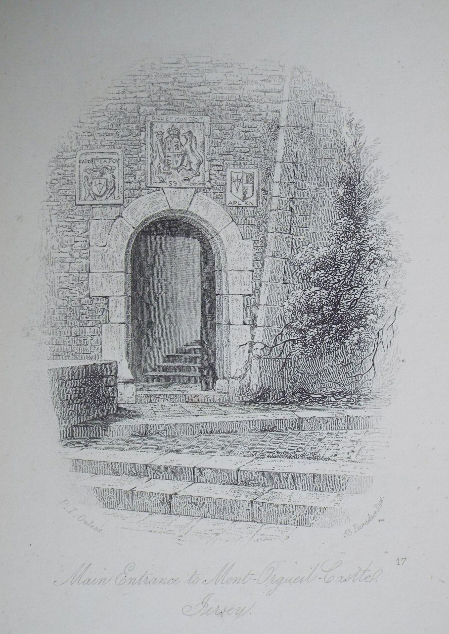 Steel Vignette - Main Entrance to Mount Orgueil Castle, Jersey.