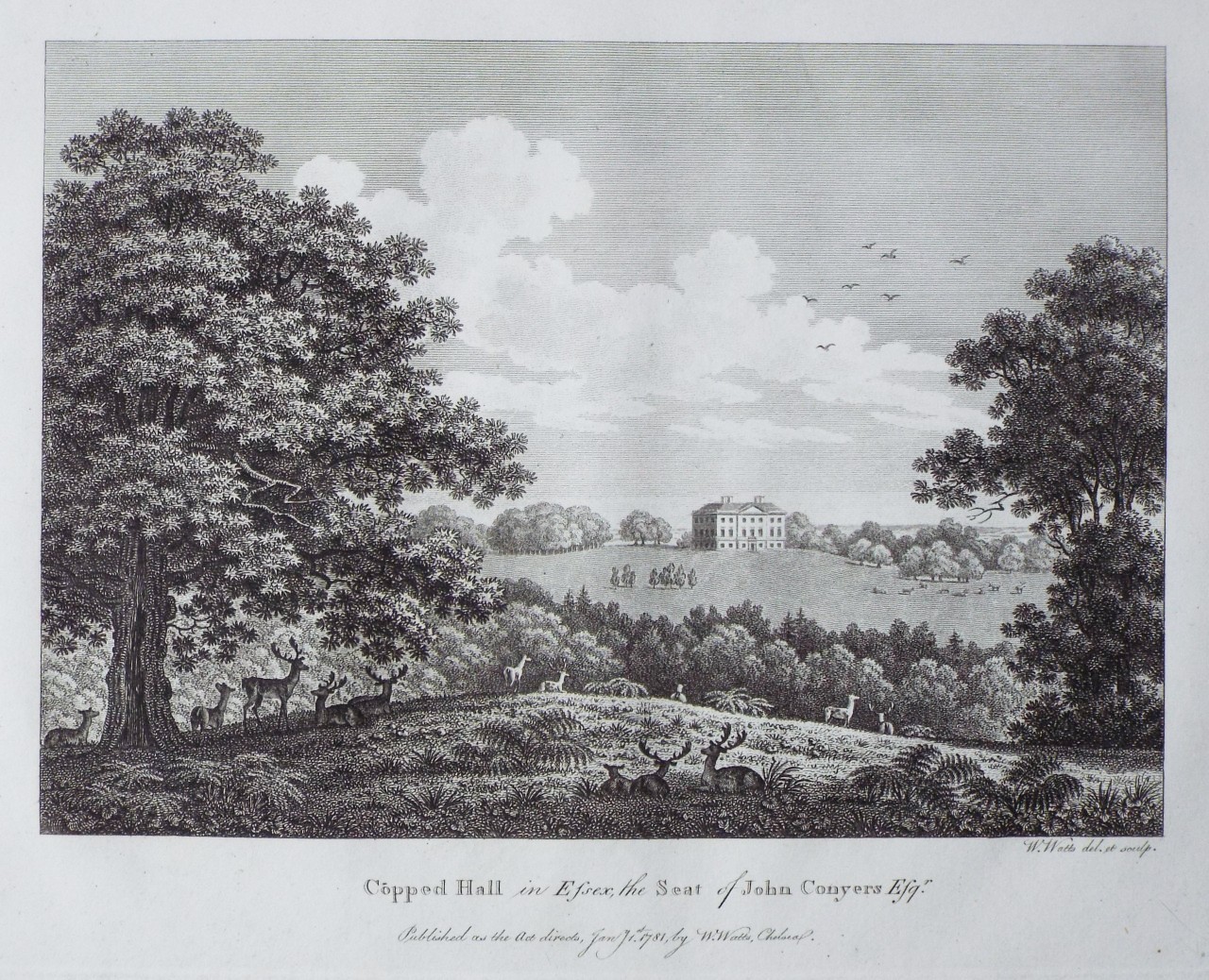 Print - Copped Hall in Essex, the Seat of John Conyers Esqr. - Watts