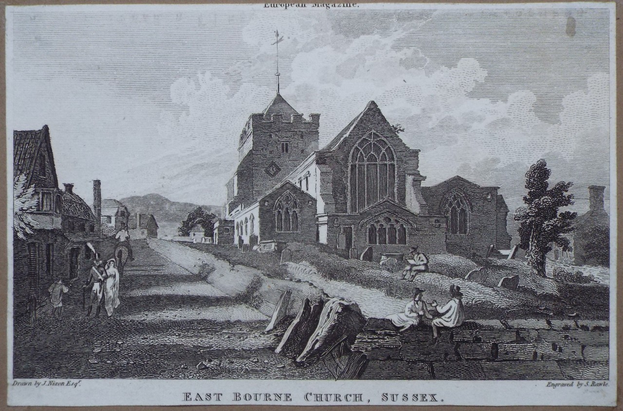 Print - East Bourne Church, Sussex. - Rawle