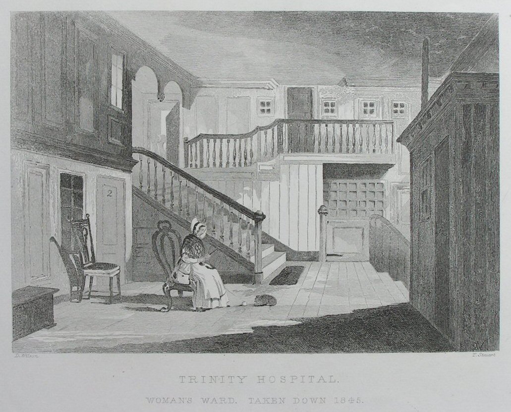 Print - Trinity Hospital, Woman's Ward. Taken down 1845 - Stewart