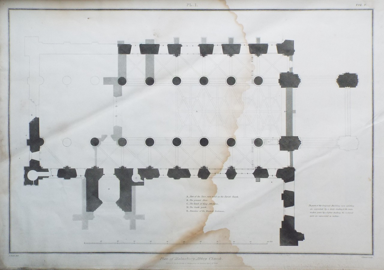 Print - Plan of Malmsbury Abbey Church. - Basire