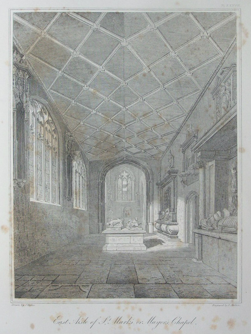 Etching - East Aisle of St. Mark's or Mayor's Chapel. - Skelton